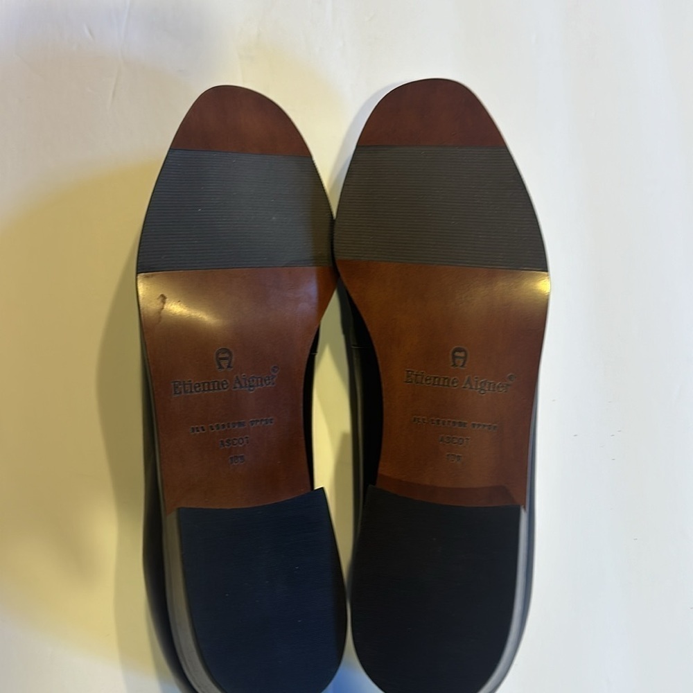 NWOT Ascot Etienne Aigner dark brown loafers all leather upper stretchy front - Picture 5 of 9